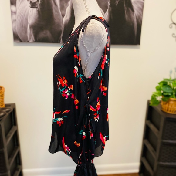 JOIE women’s 100% silk long split sleeve dark floral pullover blouse Sz L multi - Picture 5 of 7